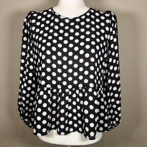 NWT Express Black and White Polka Dot Blouse Size Medium
